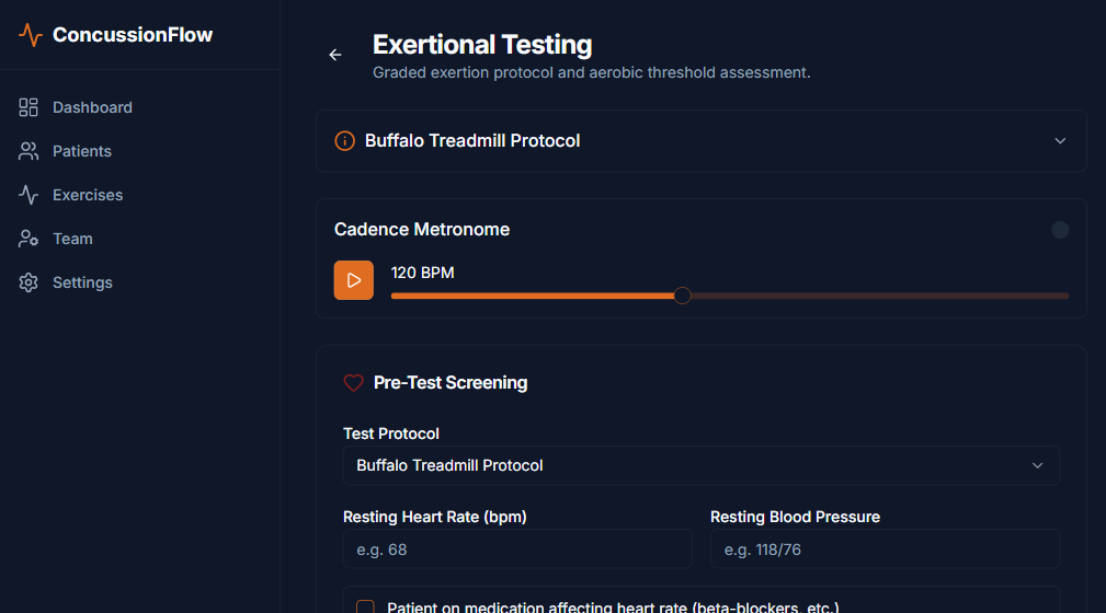 Exertional testing